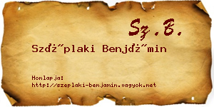 Széplaki Benjámin névjegykártya