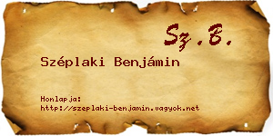 Széplaki Benjámin névjegykártya